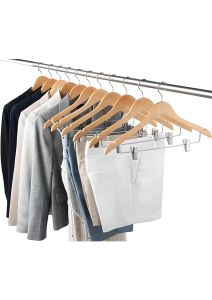 Çocuk Ahşap Elbise Altı Mandallı Askı Etek ve Pantolon Askısı 10 Adet 30 cm indirimleri