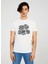 Bisiklet Yaka Baskılı Beyaz Erkek T-Shirt TC712110 1