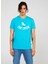 Bisiklet Yaka Baskılı Turkuaz Erkek T-Shirt TC712510 1
