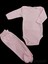 Uzun Kollu Çıtçıtlı Bebek Badisi ve Patikli Alt Düz Renk Zıbın Seti (Pembe Renk)10 4
