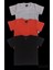 Basic Düz Bisiklet Yaka Kısa Kollu Likralı Badi Sweat T-Shirt (3 Lü Paket Gri-Kırmızı-Siyah) 2