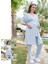 5605 Mavi V Yaka 3lü Hamile Lohusa Pijama Sabahlık Tk 2
