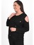 Kadın Tek Omuzlu Düğme Detaylı Büyük Beden Bluz 1390-23 1