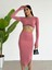 Foa Fashion Pembe Parmak Geçirmeli Crop Zincirli Bürümcük Kumaş Etek Ikili Takım 1