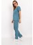 Cool Petrol Mavi Likralı Unisex Doktor Hemşire Hastane Scrubs Üniforma Takımı 2