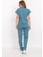 Cool Petrol Mavi Likralı Unisex Doktor Hemşire Hastane Scrubs Üniforma Takımı 3