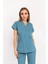Cool Petrol Mavi Likralı Unisex Doktor Hemşire Hastane Scrubs Üniforma Takımı 4