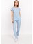 Bebe Mavi Likralı Unisex Doktor Hemşire Hastane Scrubs Üniforma Takımı 1