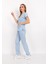 Bebe Mavi Likralı Unisex Doktor Hemşire Hastane Scrubs Üniforma Takımı 2