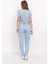 Bebe Mavi Likralı Unisex Doktor Hemşire Hastane Scrubs Üniforma Takımı 3