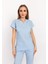 Bebe Mavi Likralı Unisex Doktor Hemşire Hastane Scrubs Üniforma Takımı 4