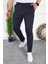 Erkek Lacivert Slim Fit Keten Pantolon 1