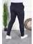 Erkek Lacivert Slim Fit Keten Pantolon 3