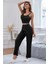 Bella Notte Viskon Siyah 3 Lü Trend Crop Takım 7010 4