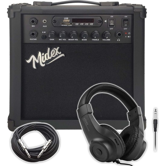 Midex MGA25BKHD Elektro Gitar Amfisi 25 Watt USB Bluetooth Fiyatı