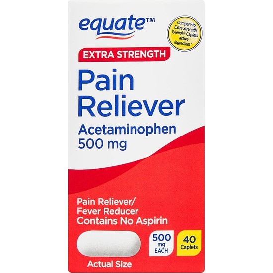 Equate Extra Strength Pain Reliever Acetaminophen 500 Mg 40 Fiyatı
