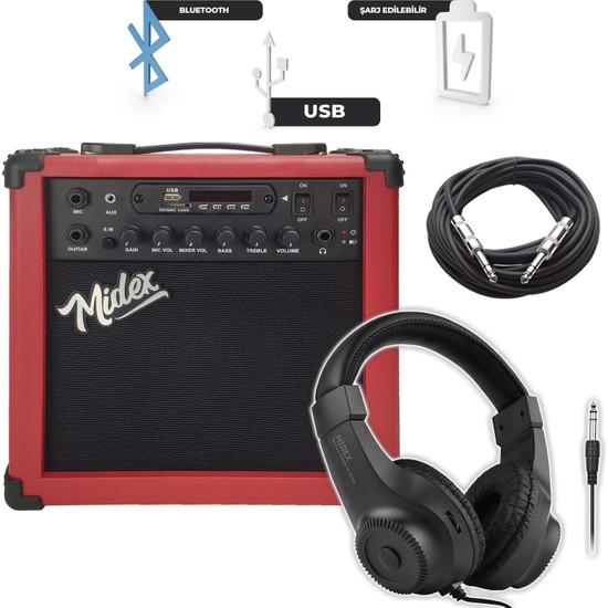 Midex MGA25BKPAK Elektro Gitar Amfisi 25 Watt USB Fiyatı