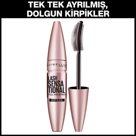 Maybelline New York Lash Sensational Siyah Maskara Hacim Verici Kıvırma ve Uzatma Etkili