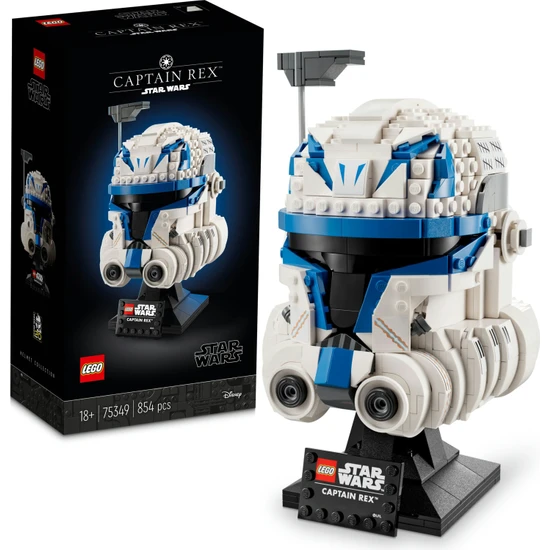 LEGO® Star Wars# Helmet Yüzbaşı Rex# Kaskı 75349 - Yetişkinler için Koleksiyonluk Sergileme Modeli Yapım Seti (854 Parça)