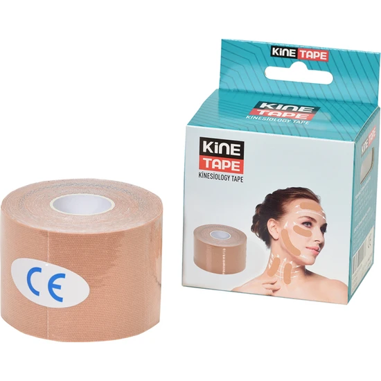 Kinetape Yüz Gerdirme Bandı  Oluşumunu Engellemeye  Bandı Yüz Germe 5 cm x 5 m Ten Rengi