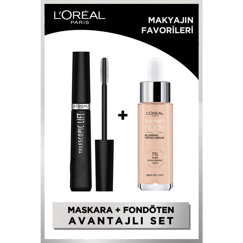L'Oréal Paris Telescopic Lift Maskara Hacim Verici Uzatma Etkili Büyük Boy Siyah Renkli