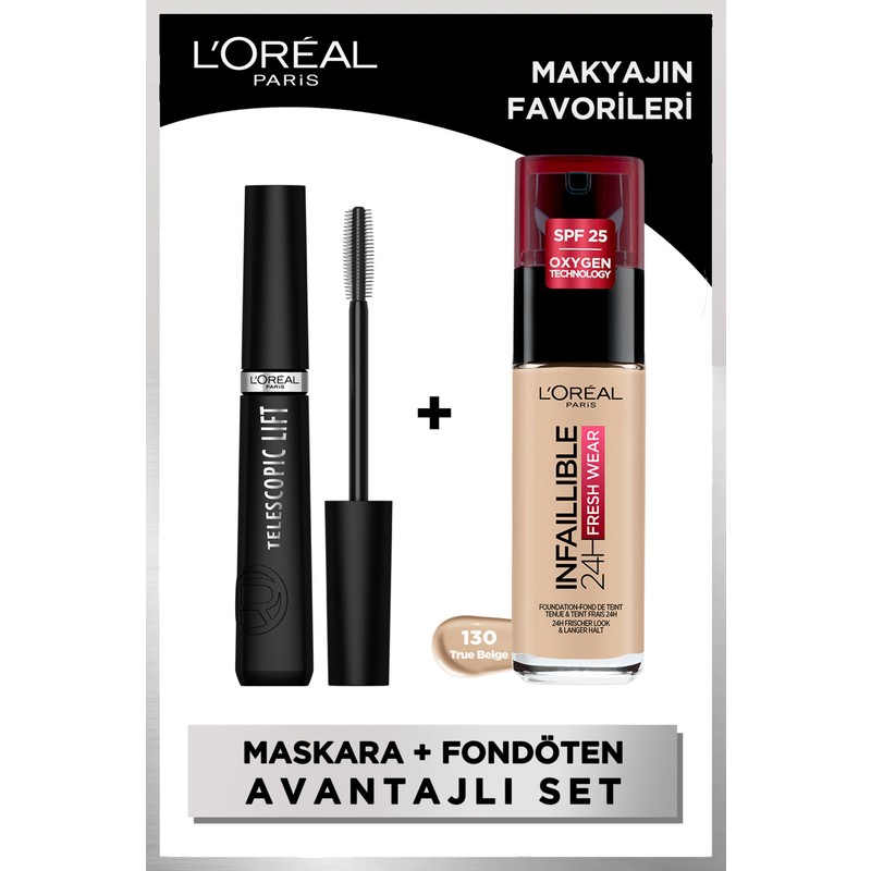 L'Oréal Paris Telescopic Lift Maskara + L'oréal Paris Infaillible 24H Fondöten 130 True Beıge