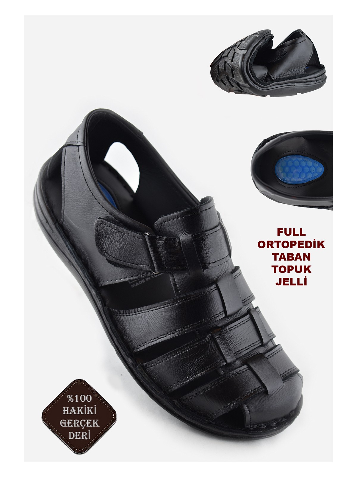 Ispartalılar Ayakkabiburada 033 Günlük Hakiki Deri Erkek Sandalet Ayakkabı