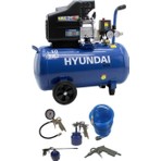 Hyundai BM2050 Hava Kompresör 50 lt 8 bar 2 hp Güvenlik Valfi ile Titreşim Emici Özellikli