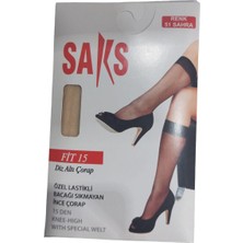 SAKS 12'li Fit 15 Parlak Dizaltı Çorap Sahra