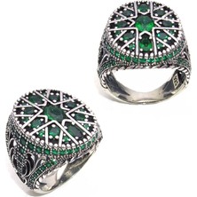 Amberkan Zirkon Taşlı Yanları Özel Motifli Erkek Yüzük