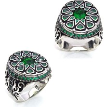 Amberkan Zirkon Taşlı Yanları Özel Motifli Erkek Yüzük