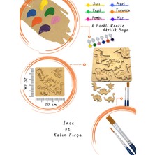 Art Inside Çocuklar Için Dinazor Figürlü Puzzle Ahşap Boyama Yapboz Seti Hediye Hobi Kiti