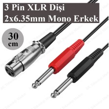 BK Teknoloji 3-Pin Xlr Dişi To 2 x 1/4 ''6.35MM Mono Erkek Trs Y Kablo - 30CM