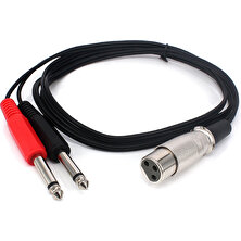 BK Teknoloji 3-Pin Xlr Dişi To 2 x 1/4 ''6.35MM Mono Erkek Trs Y Kablo - 1.5 Metre