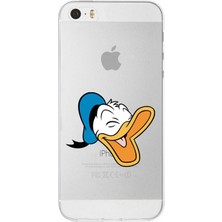 Printify Apple iPhone 5se Uyumlu Kapak Donald Duck Tasarımlı Şeffaf Silikon Kılıf