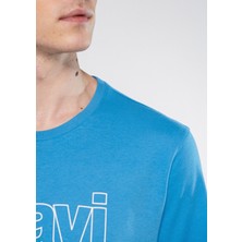 Mavi Erkek Mavi Logo Baskılı Mavi Tişört 065781-70772
