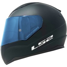 LS2 Rapıd 2 Mat Siyah Fullface Motosiklet Kaskı Mavi Camlı XL Beden Yüksek Darbe Direnci
