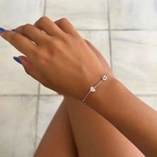Nida Jewelry 925 Ayar Gümüş Çift Harf Kalp Bileklik