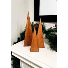 Alyones Yılbaşı Ağacı Ahşap Lüks Yeni Yıl Süsü 3'lü Set