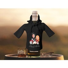 Bk Gift Kişiye Özel Sevgililer Karikatürlü Mini Siyah Içki Şişesi Tişörtü , Ev Bar Dekoru, Viski, Şarap, Votka, Rakı Şişesi Tişörtü, Ev Barı-18