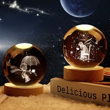 Hediyesahibi Küçük Prens Işıklı Ahşap Kaideli 2'lü Cam Küre 8cm*6cm