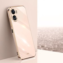 MTK Moveteck Vivo Y16 Uyumlu Kılıf Kamera Korumalı Parlak Gold Kenarlı Yumuşak Silikon Kapak Altın Işleme Şeritli