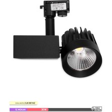 Ack Cob LED Monofaze Ray Armatürü Siyah Kasa 4000K Ilık Beyaz 30W