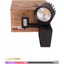 Ack Cob LED Monofaze Ray Armatürü Siyah Kasa 4000K Ilık Beyaz 30W