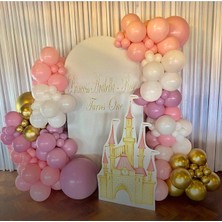 Best Parti Krom Gold Toz Pembe Makaron Pembe ve Beyaz Balon Seti 50 Adet