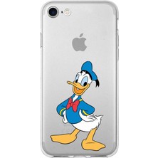 Printify Apple iPhone Se 2022 Uyumlu Kapak Donald Duck Tasarımlı Şeffaf Silikon Kılıf