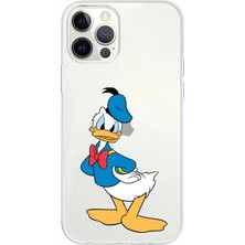 Printify Apple iPhone 12 Promax Uyumlu Kapak Donald Duck Tasarımlı Şeffaf Silikon Kılıf