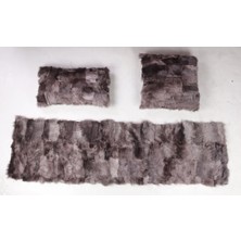 Dericibey Kahverengi Doğal Kürk Koltuk Şal Takımı Şal 50 x 180 Cm, Yastık 50 x 50 Cm, Bel Yastığı 35 x 60 Cm