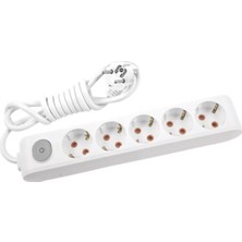 Viko 5'li Multi-Let Kablolu Grup Priz 5 Metre Beyaz Anahtarlı