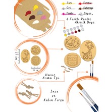 Art Inside Çocuklar Için Sevimli Hayvanlar Fil Zürafa Baykuş Figürlü Ahşap Boyama Tuval Seti Hediye Hobi Kiti